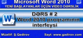 Word 2010 proqramının interfeysi