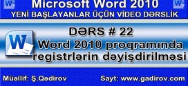 Word 2010 proqramında registrlərin dəyişdirilməsi