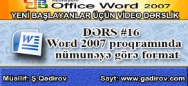 Word 2007 proqramında nümunəyə görə format