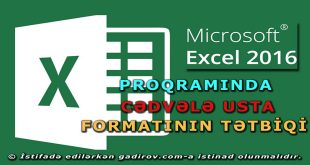 Excel 2016 usta formatının tətbiqi